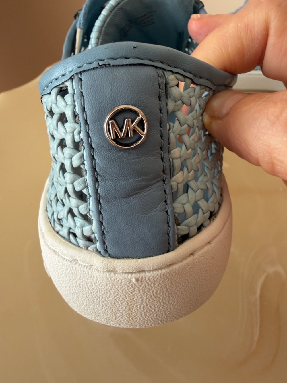 Michael Kors Light Blue Woven Lace-Up Sneakers Size 8.5 - Perforated - Picture 7 of 9